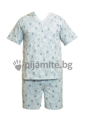 Мъжка пижама - къс ръкав, къси панталони трико 121 